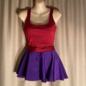 Burnt orange and purple two piece swimsuit sz 10
